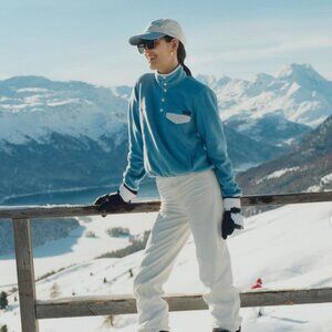 Sporty & Rich Buttoned Polar Sweatshirt - Sky Blue/White - Small